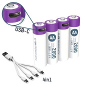 Li-Ion Rechargeable AA Batteries via the USB to USB-C 127554